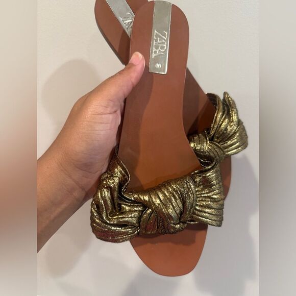 Zara Metallic Gold Women's Sandals - Picture 8 of 9